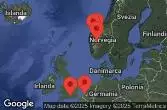 SOUTHAMPTON, ENGLAND, AT SEA, NORDFJORDEID, NORWAY, FLAM, NORWAY, GEIRANGER, NORWAY, BRUSSELS (ZEEBRUGGE), BELGIUM