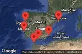 BARCELONA, SPAIN, CARTAGENA, SPAIN, AT SEA, PORTO, PORTUGAL, LISBON, PORTUGAL, TANGIER, MOROCCO, MALAGA, SPAIN