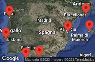 LISBON, PORTUGAL, OPORTO, AT SEA, SEVILLE (CADIZ), SPAIN, MALAGA, SPAIN, VALENCIA, SPAIN, PALMA DE MALLORCA, SPAIN, BARCELONA, SPAIN
