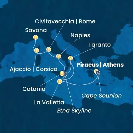 COSTA SERENA - trasa 11 nocy podróż z: PIRAEUS-ATHENS w dniu 08/09/2027 - Greece, Malta, Italy, Corsica (France)