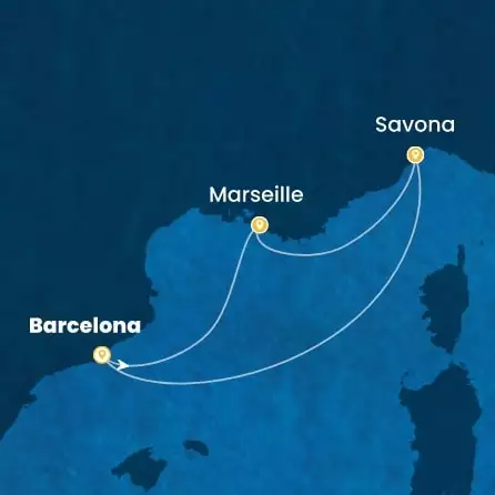 COSTA FASCINOSA - trasa 2 nocy podróż z: BARCELONA w dniu 20/10/2026 - Spain, France, Italy