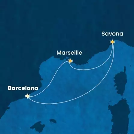 COSTA FASCINOSA - trasa 2 nocy podróż z: BARCELONA w dniu 12/05/2026 - Spain, France, Italy