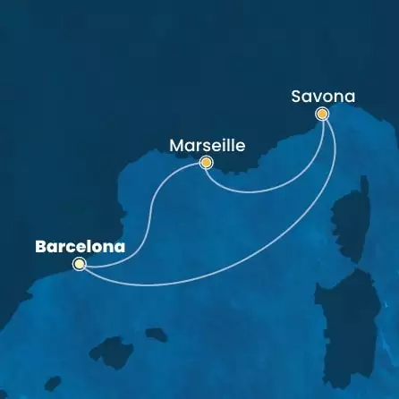 COSTA FAVOLOSA - trasa 2 nocy podróż z: BARCELONA w dniu 03/05/2026 - Spain, Italy, France