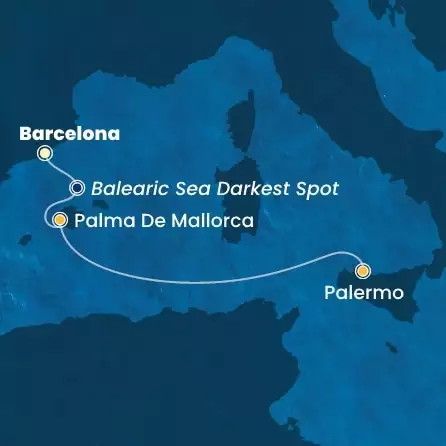 COSTA SMERALDA - trasa 2 nocy podróż z: BARCELONA w dniu 15/12/2025 - Spain, Balearic Islands, Italy