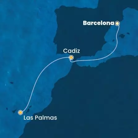 COSTA FORTUNA - trasa 3 nocy podróż z: BARCELONA w dniu 15/12/2025 - Spain, Canary Islands