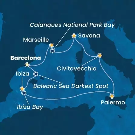 COSTA SMERALDA - trasa 6 nocy podróż z: BARCELONA w dniu 24/08/2026 - Spain, Balearic Islands, Italy, France
