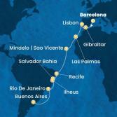 Spain, Gibraltar, Portugal, Canary Islands, Cape Verde, Brazil, Argentina