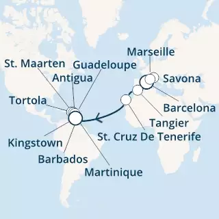 Spain, Italy, France, Morocco, Canary Islands, Antilles, Virgin Islands