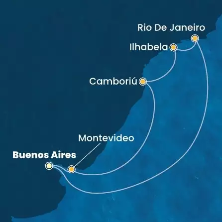 COSTA FAVOLOSA - trasa 7 nocy podróż z: BUENOS AIRES w dniu 16/02/2026 - Argentina, Uruguay, Brazil