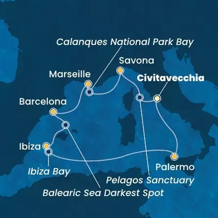 COSTA TOSCANA - trasa 6 nocy podróż z: CIVITAVECCHIA w dniu 26/07/2025 - Italy, France, Spain, Balearic Islands