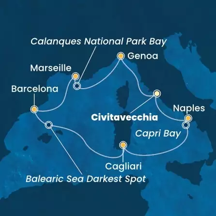 COSTA TOSCANA - trasa 6 nocy podróż z: CIVITAVECCHIA w dniu 25/06/2026 - Italy, France, Spain