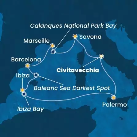 COSTA SMERALDA - trasa 6 nocy podróż z: CIVITAVECCHIA w dniu 03/07/2026 - Italy, France, Spain, Balearic Islands