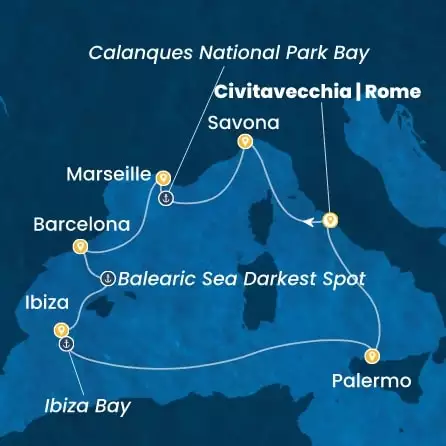 COSTA SMERALDA - trasa 6 nocy podróż z: CIVITAVECCHIA w dniu 03/07/2026 - Italy, France, Spain, Balearic Islands