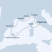 Italy, Corsica (France), Balearic Islands, Spain, France
