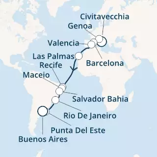 Italy, Spain, Canary Islands, Brazil, Uruguay, Argentina
