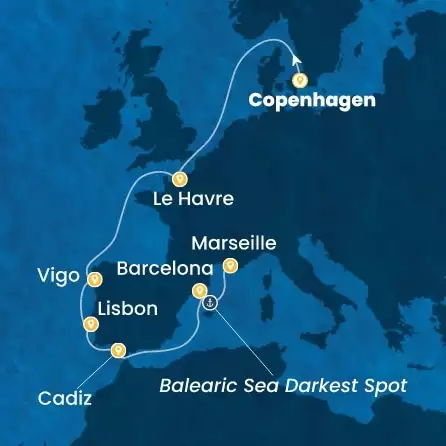 COSTA DIADEMA - trasa 10 nocy podróż z: COPENHAGEN w dniu 11/09/2027 - Denmark, France, Spain, Portugal