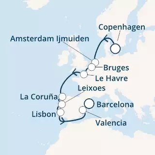 Denmark, Belgium, France, Spain, Portugal