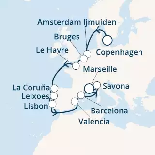 Denmark, Belgium, France, Spain, Portugal, Italy