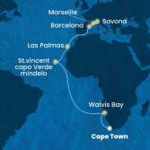 South Africa, Namibia, Cape Verde, Canary Islands, Spain, France, Italy