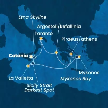 COSTA FASCINOSA - trasa 6 nocy podróż z: CATANIA w dniu 15/08/2026 - Italy, Greece, Malta