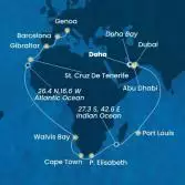 United Arab Emirates, Mauritius, South Africa, Namibia, Canary Islands, Gibraltar, Spain, Italy