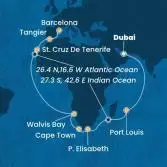 United Arab Emirates, Mauritius, South Africa, Namibia, Canary Islands, Morocco, Spain
