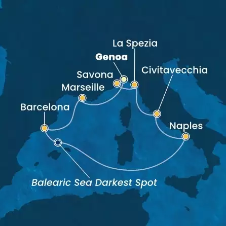 COSTA TOSCANA - trasa 6 nocy podróż z: GENOA w dniu 12/12/2025 - Italy, France, Spain