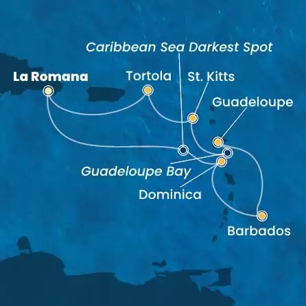 COSTA PACIFICA - trasa 6 nocy podróż z: LA ROMANA w dniu 01/02/2026 - Dominican Republic, Dominica, Antilles, Virgin Islands