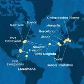 Dominican Republic, Bahamas, Florida (USA), United States, The Azores, Portugal, Spain, France, Italy