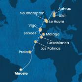 Brazil, Canary Islands, Morocco, Spain, Portugal, France, England, Denmark, Germany