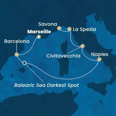 COSTA TOSCANA - trasa 5 nocy podróż z: MARSEILLES w dniu 20/12/2025 - France, Spain, Italy