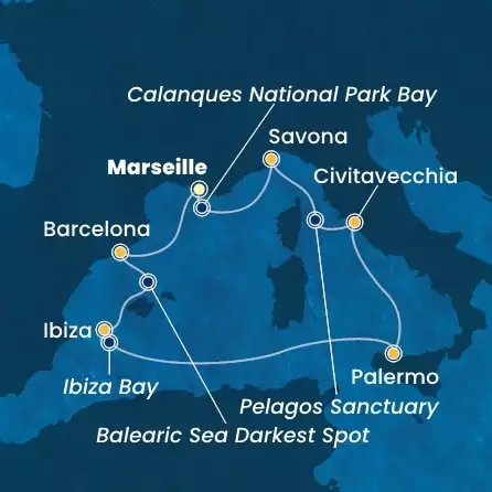 COSTA TOSCANA - trasa 6 nocy podróż z: MARSEILLES w dniu 11/08/2025 - France, Spain, Balearic Islands, Italy