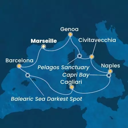 COSTA SMERALDA - trasa 6 nocy podróż z: MARSEILLES w dniu 19/07/2025 - France, Spain, Italy