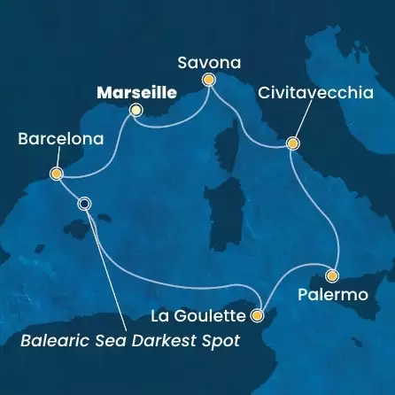 COSTA PACIFICA - trasa 6 nocy podróż z: MARSEILLES w dniu 16/11/2026 - France, Spain, Tunisia, Italy