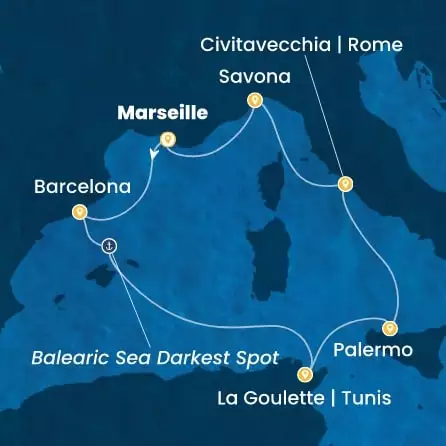COSTA PACIFICA - trasa 6 nocy podróż z: MARSEILLES w dniu 16/11/2026 - France, Spain, Tunisia, Italy