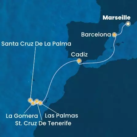 COSTA FORTUNA - trasa 7 nocy podróż z: MARSEILLES w dniu 14/12/2025 - France, Spain, Canary Islands