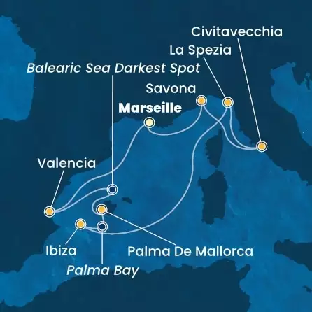 COSTA PACIFICA - trasa 7 nocy podróż z: MARSEILLES w dniu 05/04/2026 - France, Spain, Balearic Islands, Italy