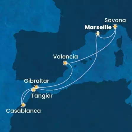 COSTA FAVOLOSA - trasa 8 nocy podróż z: MARSEILLES w dniu 13/10/2024 - France, Morocco, Gibraltar, Spain, Italy