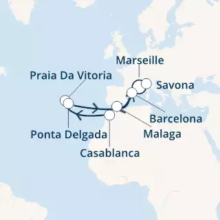 COSTA MAGICA - trasa 13 nocy podróż z: MARSEILLES w dniu 30/10/2021 - France, Spain, Morocco, The Azores, Italy