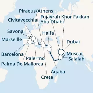 France, Spain, Balearic Islands, Italy, Greece, Jordan, Oman, United Arab Emirates