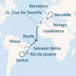 France, Spain, Morocco, Canary Islands, Brazil
