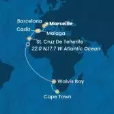 France, Spain, Canary Islands, Namibia, South Africa