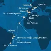 France, Italy, Spain, Portugal, Canary Islands, Cape Verde, Brazil