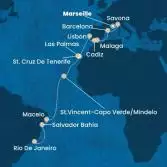 France, Italy, Spain, Portugal, Canary Islands, Cape Verde, Brazil