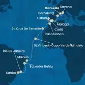 France, Italy, Spain, Portugal, Morocco, Canary Islands, Cape Verde, Brazil