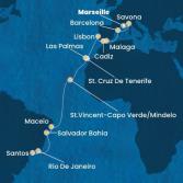 France, Italy, Spain, Portugal, Canary Islands, Cape Verde, Brazil