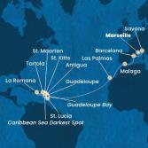 France, Italy, Spain, Canary Islands, Antilles, Dominican Republic, Virgin Islands