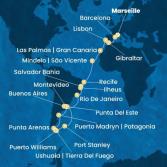 France, Spain, Gibraltar, Portugal, Canary Islands, Cape Verde, Brazil, Argentina, Uruguay, Chile, Falkland Islands
