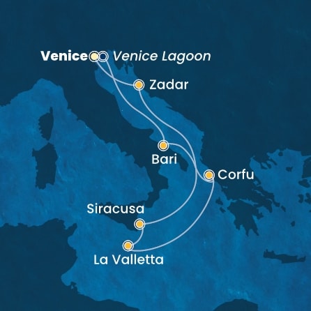 COSTA DELIZIOSA - trasa 6 nocy podróż z: MARGHERA w dniu 16/05/2026 - Italy, Greece, Malta