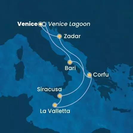 COSTA DELIZIOSA - trasa 6 nocy podróż z: Venice (Marghera) w dniu 16/05/2026 - Italy, Greece, Malta
